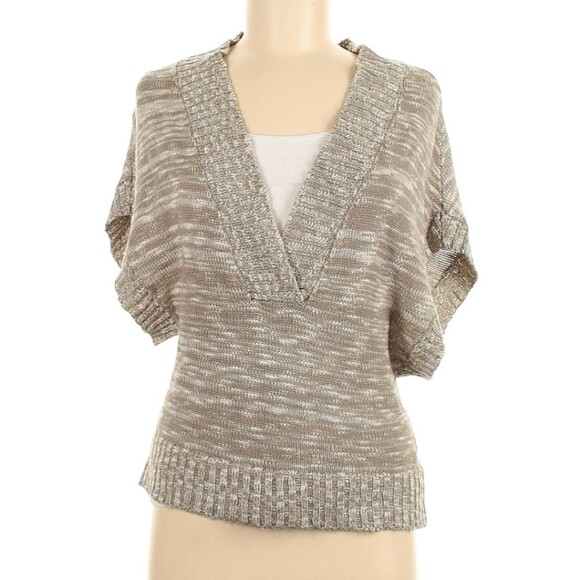 Pink Rose Kimono Sleeve Tan Knit Sweater Cardigan Top sz L Womens - Picture 1 of 6